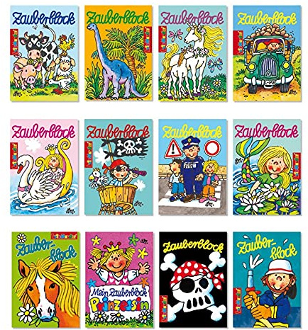 Lutz Mauder Zauberblöckchen-Set: 12 Motive, A8-Format, für Jungen und Mädchen (3-6 Jahre), enthält 12 Blöckchen mit je 24 Einzelblättern