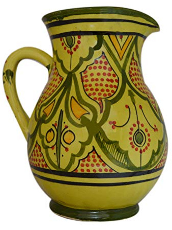 Moroccan Pitchers Sangria Handmade Ceramic Carafe Beverage Dispenser Jar Cooler Easy Pour 58 Oz Large