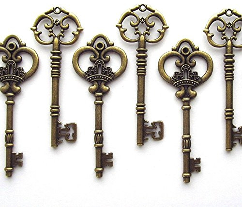 Makhry Mixed Set of 20pcs 3.1-3.3 inches Extra Large Key Vintage Key Skeleton Keys in Bulk for DIY Pendant (Antique Bronze)