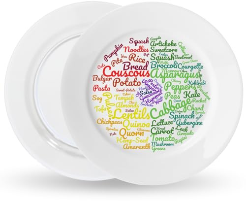 j&m Plato Vegano | Secciones fáciles de diseñar bellamente para seguir una dieta vegetariana/vegana | Plato de comida para ideas de comida y control de porciones para perder peso fácilmente