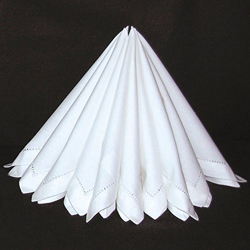 heimtexland Edle Stoffservietten 2er Pack in weiß mit Hohlsaum 40 x 40 cm Servietten aus Stoff Ökologisch 100% Baumwolle Maschinenwäsche 60° Typ522