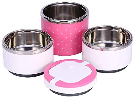 Fdit - Contenitore termico per il pranzo in acciaio inox con manico, 1230 ml, confezione multipla