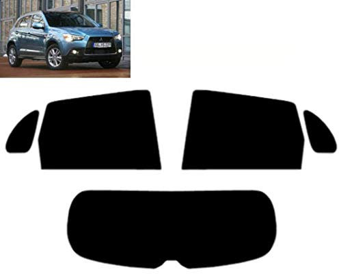 Passgenaue Tönungsfolie für-Mitsubishi ASX 5-Türen 2010-2022 Heck/Seitenscheiben (05% Tiefschwarz)
