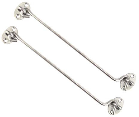 DOITOOL 2 stücke Sturmhaken Edelstahl Verschluss mit Haken und Öse riegel tor riegel für holzzäune oder metalltor mit schrauben für scheunentor fenster schuppen (12 zoll,silber)