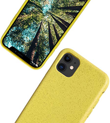 eplanita Cover Eco Compatibile con iPhone 11, Custodia in Fibra Vegetale, Protezione Antiurto, Resistente e Sostenibile (per iPhone 11, Giallo)
