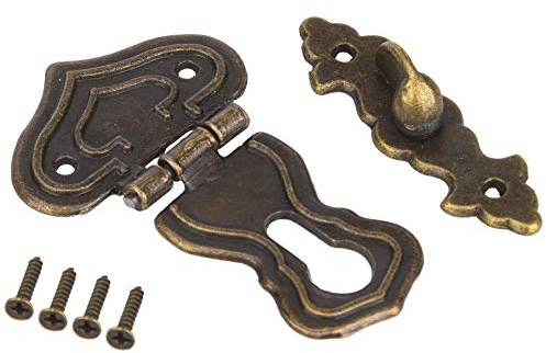 10 Pcs Hasp Box Latch, Antique Brass Hasp Hasps Hoist Lock Decorative Bronze Vintage Locks with Screws for Jewellery Box Wooden Boxes
