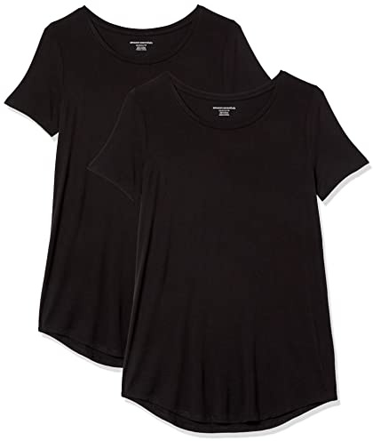 Amazon Essentials dam kortärmad scoopneck tunika, pack med 2, svart, X-Large