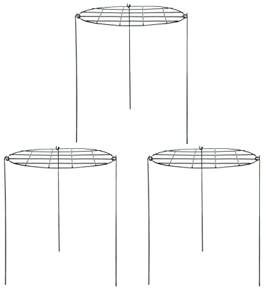 JFBUCF 3 Stk. Pflanzenständer Ringstütze, Eisenrunder Pflanzenstütze mit 3 Beinen, Pflanzenkäfig Durchwachsgitter für Pfingstrose Tomaten Rosenrebe, 35 * 42 cm