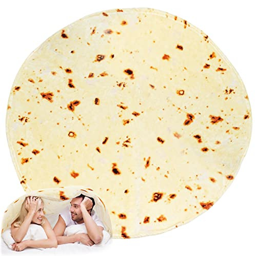 Bold And Brash Burrito Tortilla Blanket, Novelty Food Throw Blanket for Adults Kids, 300GSM Fluzzy Flannel Plush Blanket Double Sided for Bed Couch Travel Picnic Beach, 71 Inch