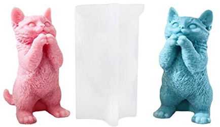 Xidmold 3D Stehende Katze Silikonform Kerzenform Katze Silikon Formen Tier Backform für Tortendeko, Schokolade, Seife, Gips, Sojawachs Kerzen, Handwerk