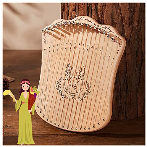LVJMOB Metall Mahagoni Leier Harfe, Lyre Instrument Tragbare Harfe Instrument Mahagoni mit Stimmschlüssel und Tragetasche, Lyre Harfe für Kinder/Anfänger/Erwachsene Soundboard Log