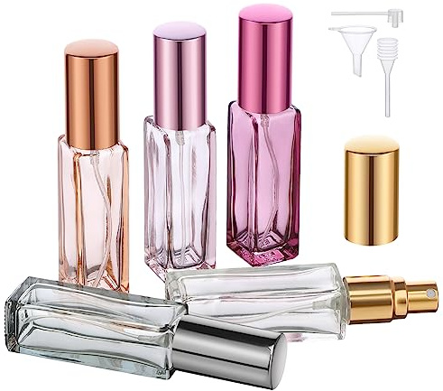 Segbeauty 5pcs 10ML Perfume Travel Refillable, Mini Cologne Perfume Bottles Empty, Portable Atomizer Sprayer for Perfume Travel Size Spray Bottle Pocket Glass Spray Bottles Toiletries Sample Dispenser