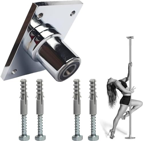 PRIOR FITNESS Festinstallationsplatte für 45mm Tanzstangen – Perforierte hochfeste Stahlplatte, Silber – Traglast bis 200kg, Sicher & Stabil, einfach montiert – Ideal für Heim-Pole-Dance