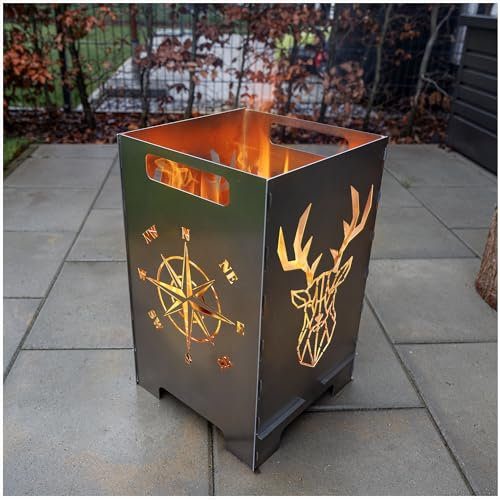 tuning-art FK13 Cestino del fuoco Barile del fuoco ciotola del fuoco Pluggable grande 50x30x30, Taglia:Cervo 45L