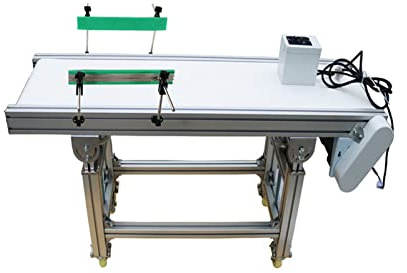 BREVELTION 59inch PVC Belt Conveyor Industrial Transport Equipment Height Adjustable Without Baffle 110V 120W White