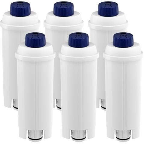 6 Pack Coffee Machine Water Filter Replacement for DeLonghi DLSC002 Includes Versions of De'Longhi ECAM, ETAM, EC, BC Series.