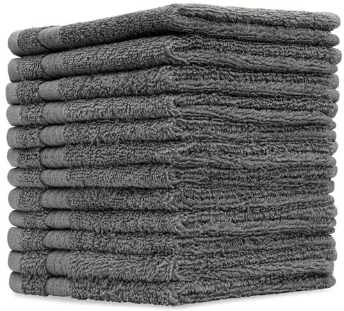 CityComfort 12er Pack Waschlappen 30x30 cm, 100% Baumwolle, Saugfähig & Weich, 550 GSM Seiftücher, Gästehandtücher (Grau, 12 Stück)