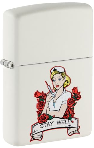 Original Zippo Lighter Tattoo Nurse Stay Well Edition in White