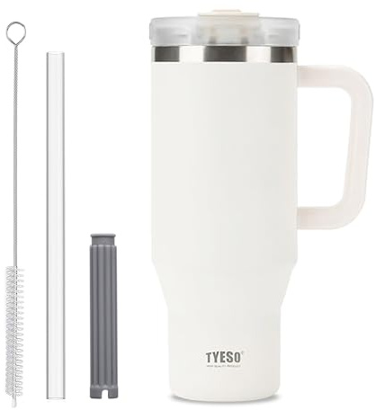 Coffee Cup Travel Mug , 40oz Water Bottle, Tumbler, Travel Cup with Handle | Insulated, Leakproof, with Lockable Flip Lid, Scalable Straw, Stainless Steel, Vacuum, Portable for Hot and Cold Drinks