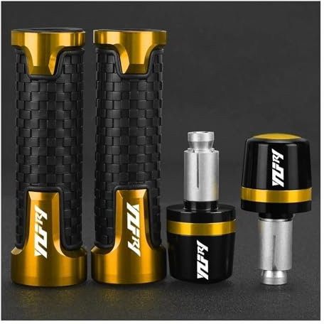 YULEGUDI Motorrad Griffe Für Y&amaha Für YZFR1 YZF-R1 YZF R1 R1M R1S 1999-2024 2023 2022 Motorrad Lenkergriffe Griff Griffenden Stecker Schieberkappe(Gold Gold)