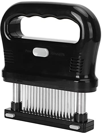 Meat Tenderizer Tool Efficient Loose Meat Needle Ergonomic Design for Home Stainless Steel Black 48 Needles
