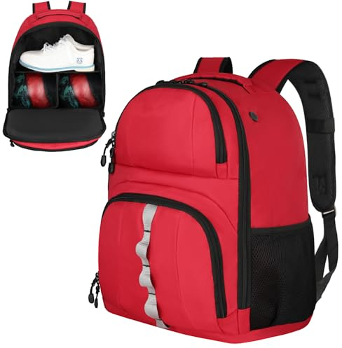 Bowling-Rucksack mit 2 Bällen, Bowlingball-Tasche mit Schuhfach und portektiver Schaumstoffpolsterung, passend für Schuhe bis Größe 44