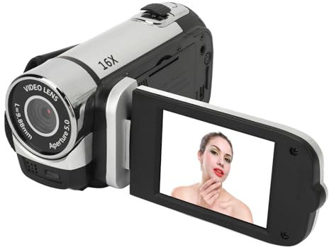 Sxhlseller D90 Digital Video Camera - 1080P 16MP Handheld Video Camcorder 16x Digital Zoom Video Camera with 2.7in TFT Rotatable Screen, HD Video Recorder Camera with Fill Light (Silver)
