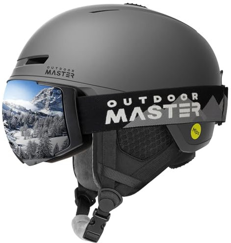 OutdoorMaster MIPS Skihelm und Skibrille PRO Set - Verstellbarer Snowboardhelm und Schneebrille Set - Schneesporthelme für Männer, Frauen und Junioren