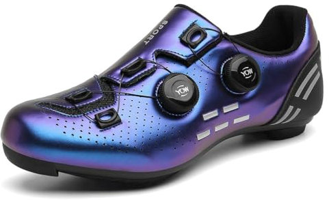 KONJACLY Herren Fahrradschuhe Professionelle Rennradschuhe Kompatibel Mit SPD and Look Delta Cleats Indoor Bike Schuhe,Lila,40 EU