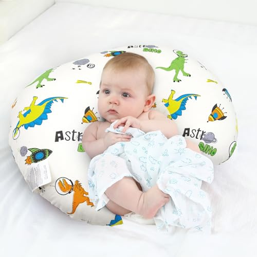 Coussin d'allaitement multifonction avec taie d'oreiller en forme de U 100 % coton, lavable, pour allaitement au biberon, soutien du nourrisson (U Planet Dinosaure)