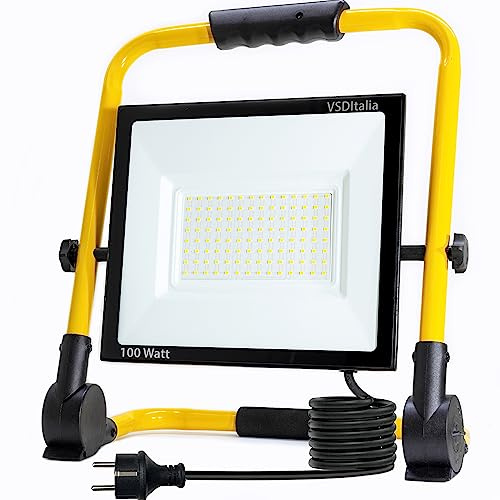 ELETTROWATT - Faro LED da lavoro 50W, 4000 lm, luce bianca 4000K - impermeabile IP67 supporto pieghevole, per ogni uso, officina, giardino, cantiere, garage, imbianchino (50Watt)