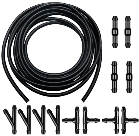 13Pcs Car Windshield Washer Hose Kit, 4m Universal Windscreen Washer Hose | with 12 PCS Hose Connectors (Y I T-Type) Silicone Rubber Windscreen Wiper Hose, Connecting Car Water Pump and Nozzle
