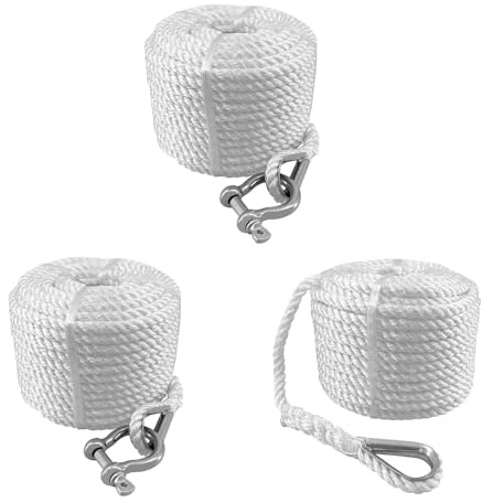 Cabos De Amarre Para Barcos Cuerda de ancla de barco de acero inoxidable con guardacabos de nailon trenzado doble for navegación, deportes acuáticos, amarre, atraque y navegación Para Embarcaciones, B