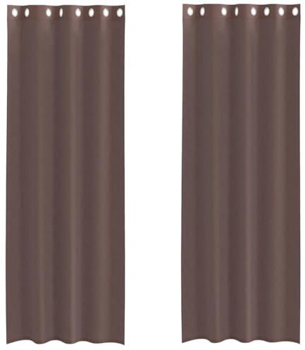 vidaXL Tende in Voile con Occhielli 2 pz Marrone 140x260 cm, Tenda a Rete, Tenda Trasparente, Voile per Finestra, Trattamento Finestra