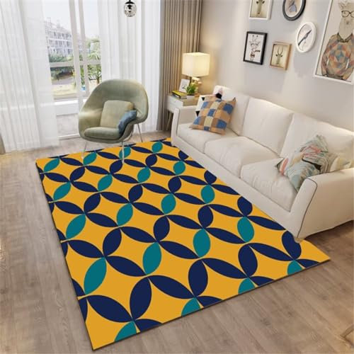 Sottotappeto antiscivolo lavabile – Cucina con angoli in giallo e blu, 200 x 260 cm, design verde resistente ed elegante per una maggiore sicurezza e comfort