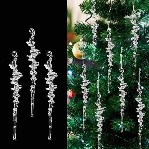 HERZWILD 20pcs Acryl Weihnachtsbaum Eiszapfen Anhänger 16.5cm Christbaumschmuck Weihnachten Dekoration Weihnachtenbaum Weihnachtsbaumschmuck Eiszapfen Anhänger Acryl (A-16cm)