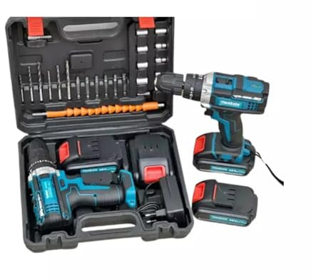 Trapano avvitatore a percussione con 2 batterie 48v LI-ION valigia e accessori