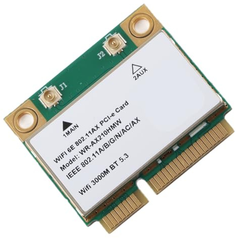 ERYUE Tarjeta de Red Inalámbrica, Tarjeta WiFi PCB de Banda Gigabit de Triple Banda para Ordenador Portátil AX210HMW, Tecnología MU MIMO, BT5.3 para, Puerto Mini PCIE