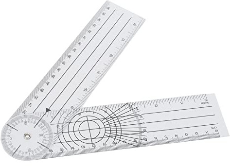 Goniometro trasparente, righello di misurazione angolare in plastica flessibile, con goniometro gamba, 21,5 x 5 cm