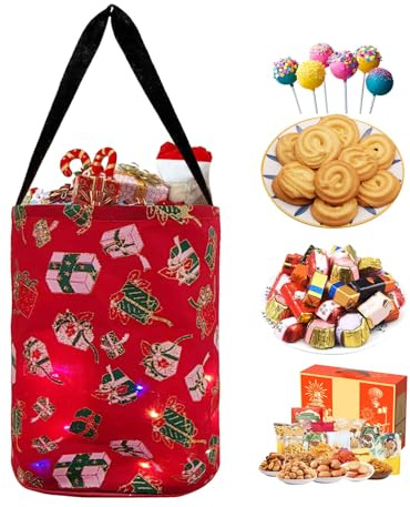 Sacchetto a LED per dolci o acidi, sacchetti luminosi per dolci o acidi, secchio multiuso riutilizzabile, sacchetti natalizi con luci a LED, versatili, riutilizzabili