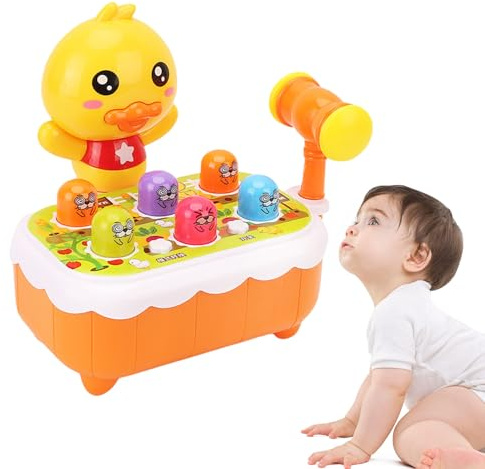 Whack Game Toy with Mole - Jouet Marteau Hêtre Interactif | ABS Whack Mole Jeu avec Effets Lumineux et sonores Filles, Garçons, de 2 Ans et Plus, Jouet Cadeau Bébé
