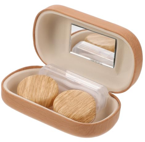 HAKIDZEL 1set Custodia Portatile per Lenti Contatto con Anello Antiperdita Specchio Integrato e Completo di Accessori Organizer per Lenti Giornalieri e Sclerali Contenitore Elegante