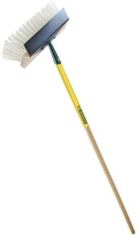 Leborgne, Balai Grattoir Manche Bois Certifié PEFC 100%, Lame en acier trempé extra dure, Outil 2 en 1, Poils PVC 90 mm, diam 1,4 mm, Poignée ergonomique, Manche bois percé 150 cm
