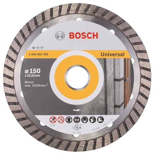 Bosch 1x PRO Multi Material Turbo Diamanttrennscheibe, 150 × 22,23 × 10 mm | für Beton, Ziegelstein, Ø 150 mm, Professional Zubehör Kleiner Winkelschleifer