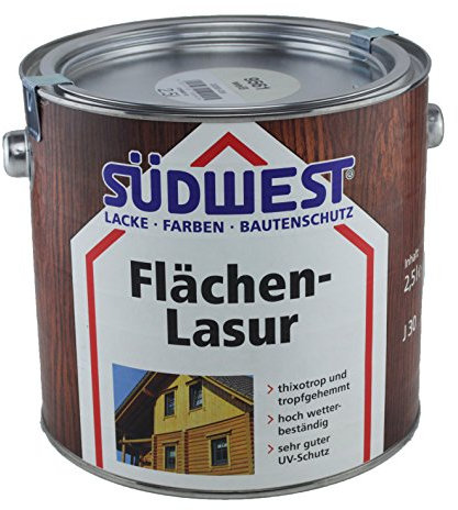 Südwest Flächen-Lasur thixotrop hoch wetterbeständig Farbton wählbar 2,5 Liter, Südwest :9551 Ebenholz