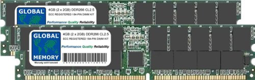 4GB (2 x 2GB) DDR 266MHz PC2100 184-PIN ECC REGISTRADO DIMM (RDIMM) Memoria RAM Kit para SERVIDORES/Estaciones DE Trabajo/Placas Base