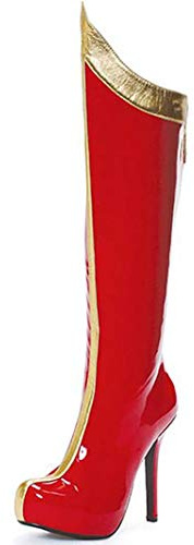 Ellie Shoes Women's 517 Comet Combat Boot, Red/Gold, 7 M US