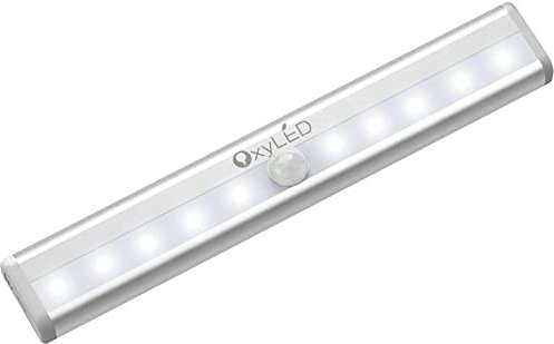 OxyLED Luci Armadio Led con Sensore, Armadio LED con Sensore Luce con Sensore di Movimento da Interno 6000K Batteria Auto ON/OFF Cucina Luce Lampada per Scale Corridoio Garage