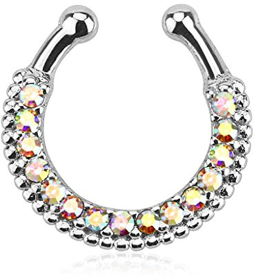 Autiga Nasenpiercing Nasenring Fake Piercing Septum Helix Kugeln Zirkonia Kristalle Strass