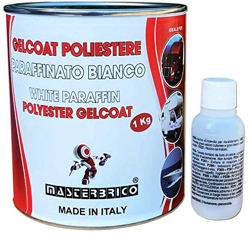 Gelcoat de paraffine blanche pour bateaux en fibre de verre moules camping-car nautique kg 1 avec catalyseur et notice en français
